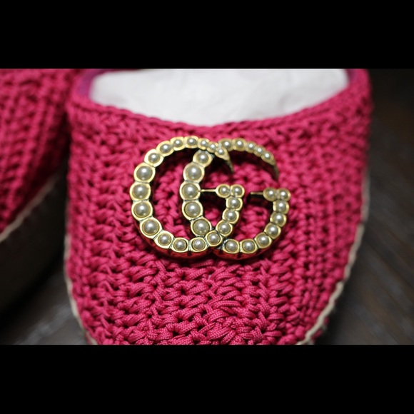 GUCCI Pink woven wedge sandals 38 IT - Picture 6 of 8